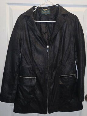 Ma Griffe Black Faux Leather Jacket Size 42 (M) Zip Pockets
